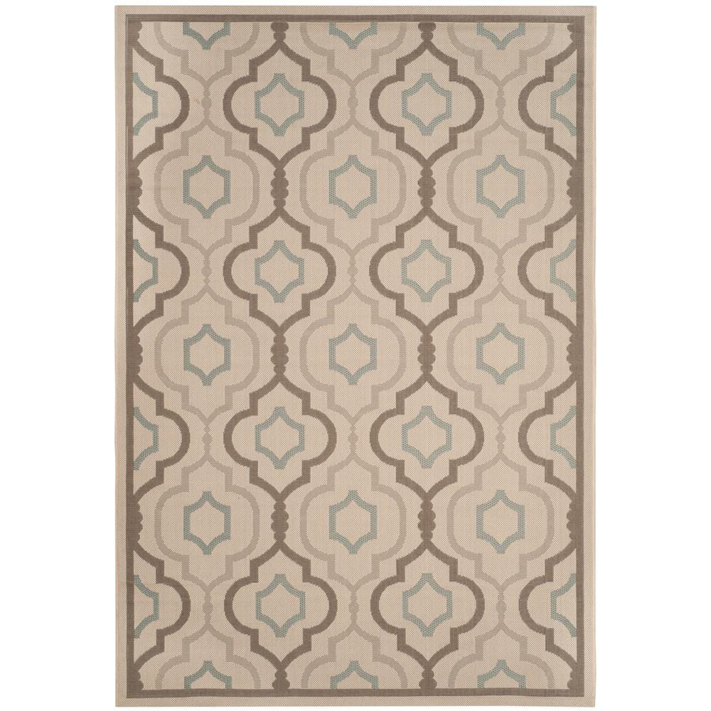 SAFAVIEH Courtyard Bayon Geometric Indoor/Outdoor Area Rug, Beige/Dark Beige, 5'3" x 7'7"