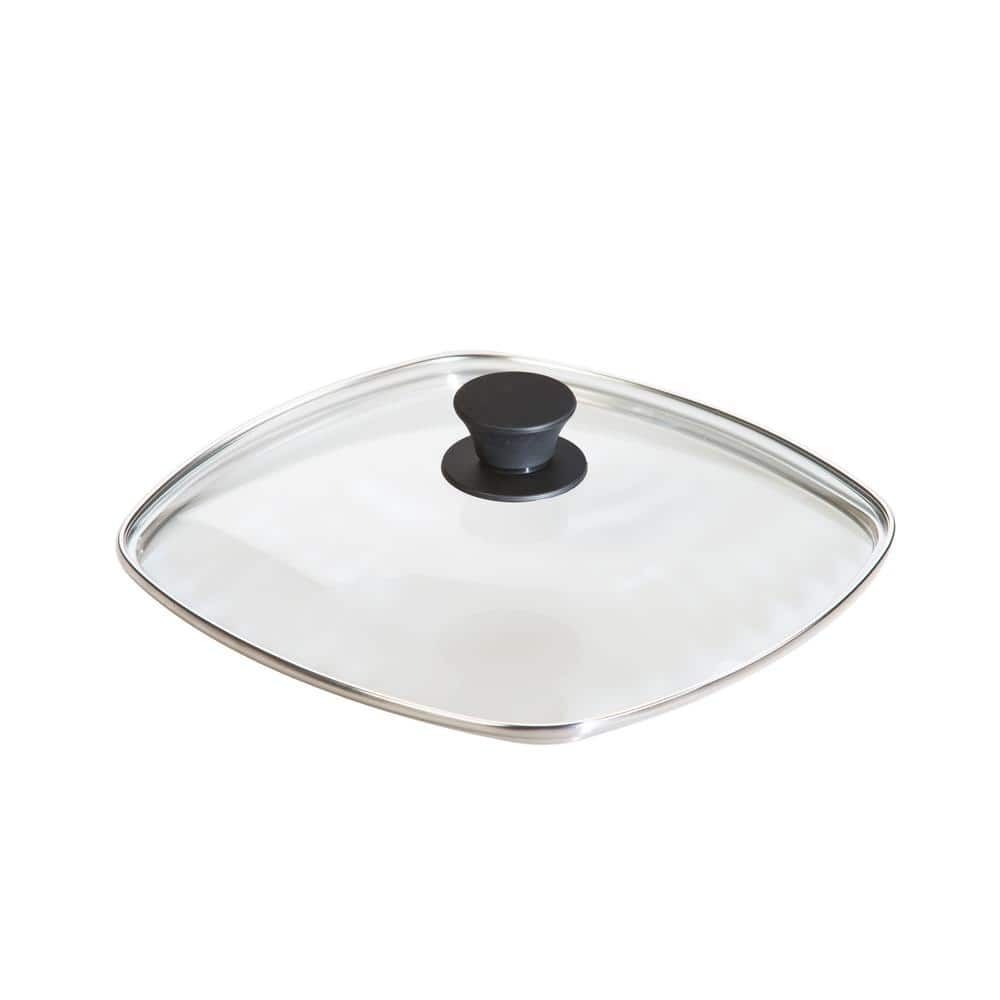 Square Glass Lid for Grill Pans - 10.5"-inch/26.67cm/269mm - Fits Lodge - Fully Assembled - Replacement Cover - Oven Safe Reinforced for Skillets - Universal all Cookware: Cast Iron, Stainless, Enamel