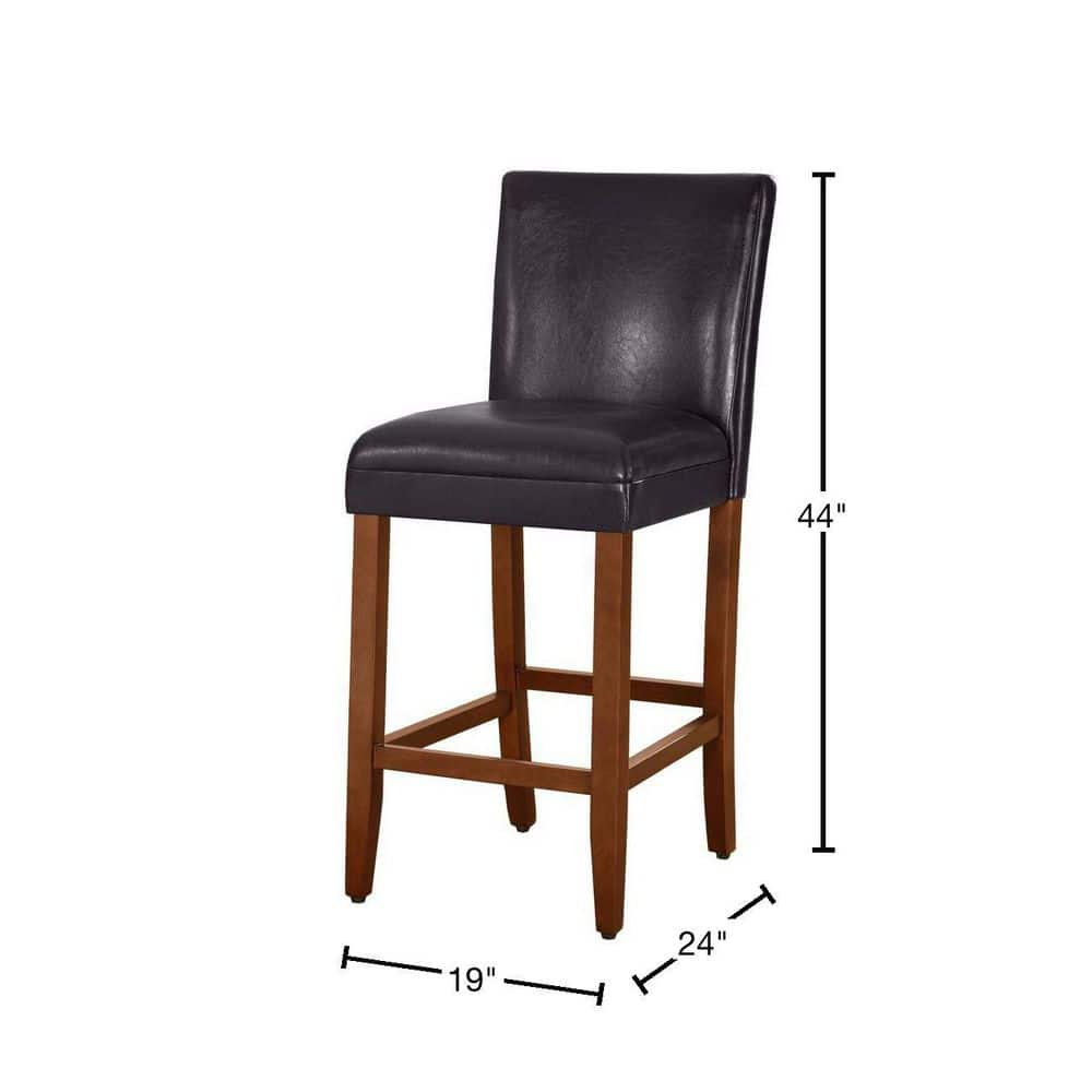 HomePop Home Decor | Classic Counter Height Bar Stools | 29 Inch Bar Stools | Decorative Home Furniture (Brown Faux Leather) Single Pack