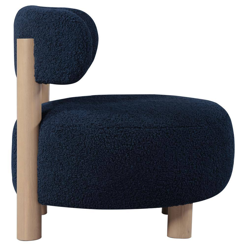 Coaster Zonie Boucle Fabric Upholstered Barrel Back Accent Chair Blue