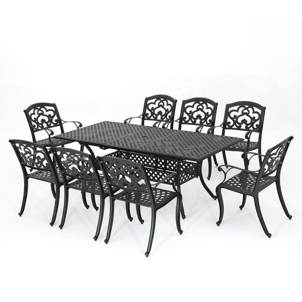 Christopher Knight Home Abigal Outdoor Copper Cast Cast Aluminum Rustic Dining Collection by  - N/A 9 Piece Set 8