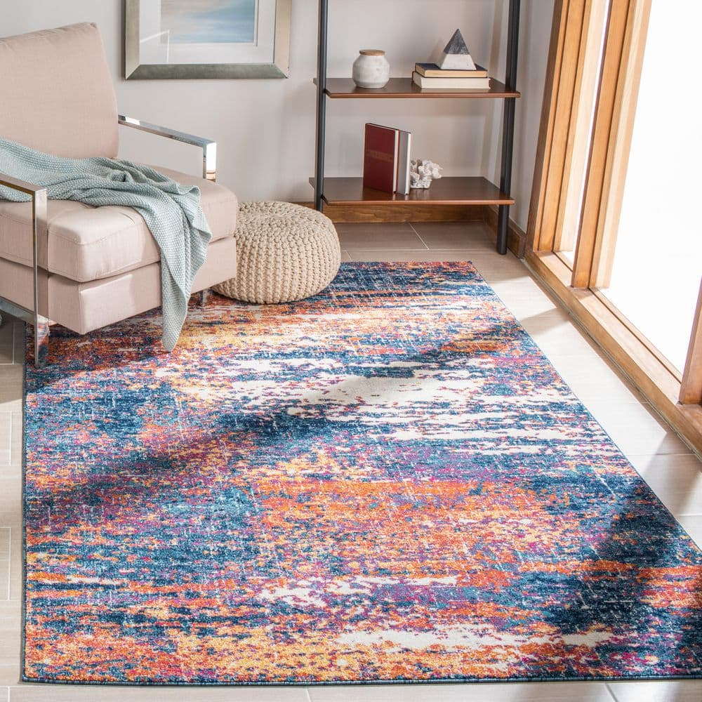 SAFAVIEH Evoke Frosina Abstract Area Rug, Navy/Orange, 4' x 6'