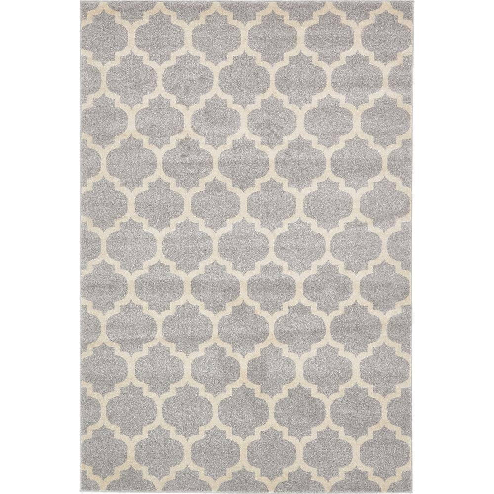 Unique Loom Trellis Collection Area Rug - Philadelphia (6' 1" x 9' Rectangle Light Gray/Beige)