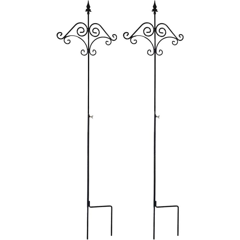 Ashman 91 Inch Shepard's Hook Floral Design Ground Stake Plant Hanger, 2 Pack