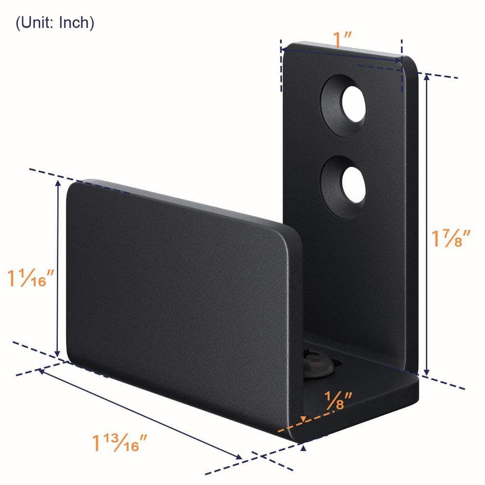 SMARTSTANDARD Adjustable U Shape Barn Door Floor Guide, Wall Mounted Flexible Flush Bottom Guide, Sturdy Steel Material, Black