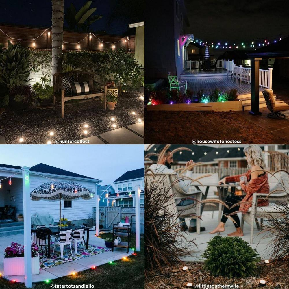 Enbrighten Premium LED Garden Lights, 6 Small Landscape Lights, 10ft Cord plus 22ft Lead Wire, Color Changing, Remote Control, Outdoor Landscape Lighting, 41366