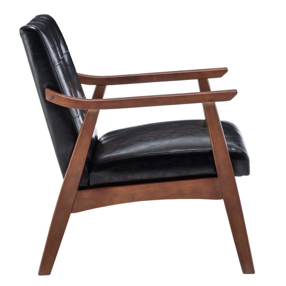 Convenience Concepts Take a Seat Natalie Accent Chair, Black Faux Leather/Espresso
