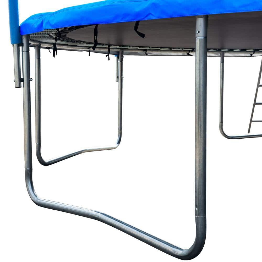 16 ft Blue Round Trampoline with Basketball Hoop and Safety Enclosure