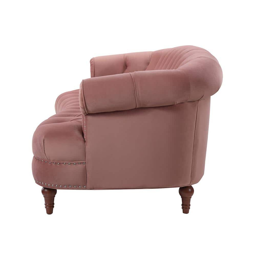 La Rosa 84" Chesterfield Tufted Sofa Rose Pink