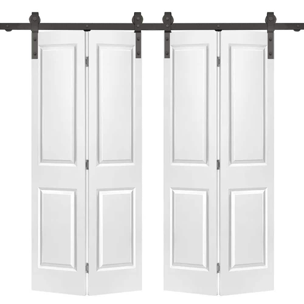 CALHOME 60-in x 80-in Primed Primed Mirror/Panel MDF Hollow core Double bifold Barn Door (Hardware Included)