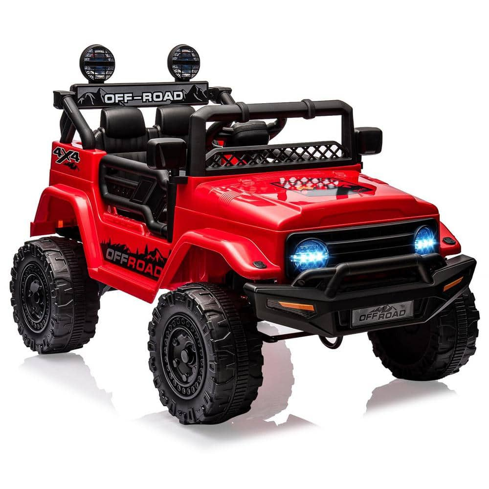 Ride On Truck Car 12V, Electric Vehicle w/Remote Control, 3 Speeds, LED Lights, Music, Spring Suspension, Ride on Car for Kids