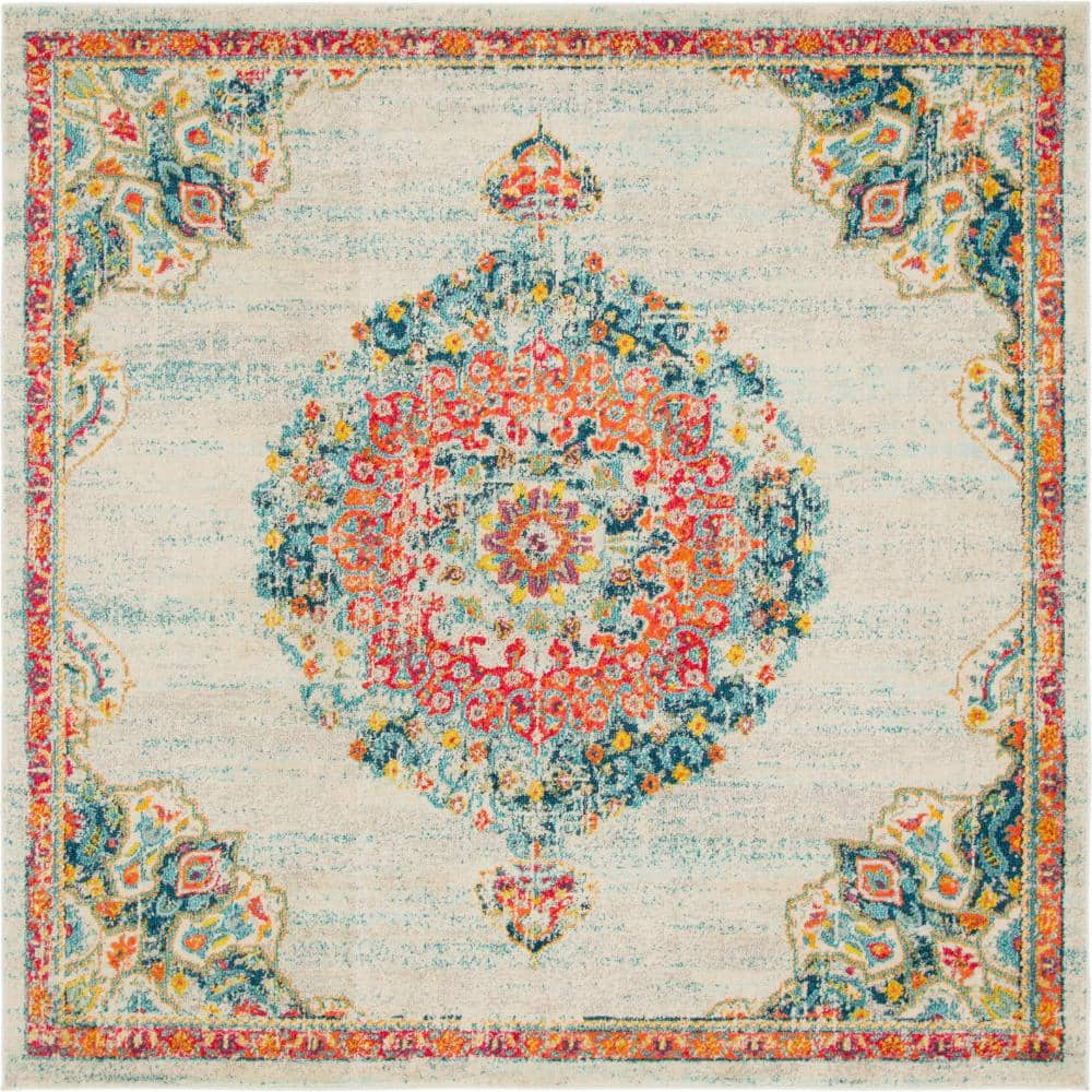Unique Loom Penrose Collection Area Rug - Alexis (8' Square Ivory/Blue)