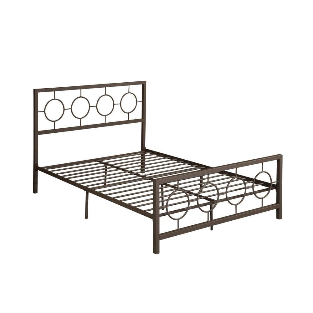 Noble House Ewelina Modern Queen-Size Iron Geometric Low-Profile Bed Frame, Hammered Copper