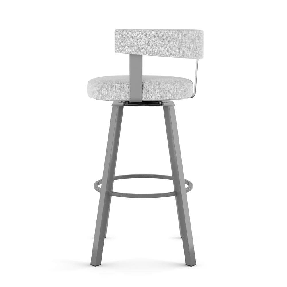 Amisco Parker 26 In. Swivel Counter Stool - Grey White Polyester / Metallic Grey Metal