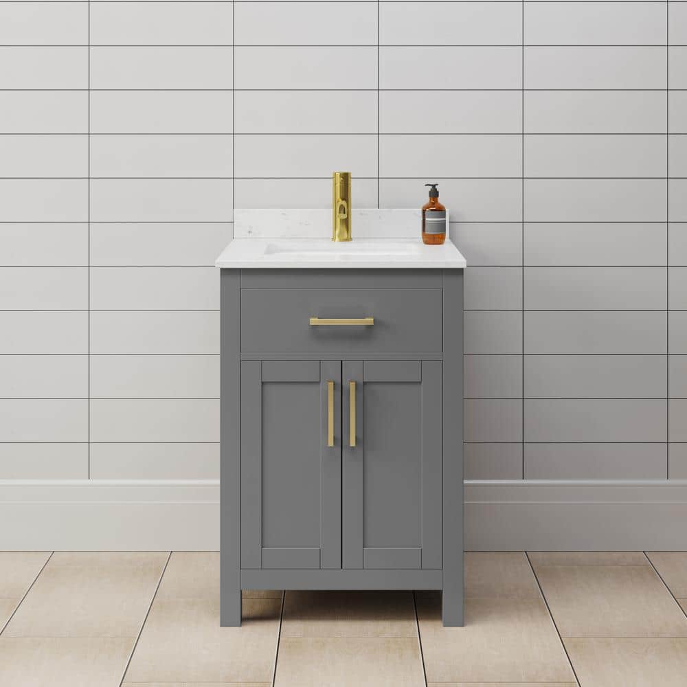Wyndham Collection Beckett 24" Freestanding Single Bathroom Vanity with Cultured Marble Top