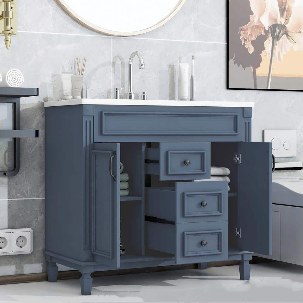 36" Bathroom Vanity with Single Sink Combo - Modern Bathroom Sink Cabinet with Storage, Undermount Sink Cabinet with Soft Closing Drawers
