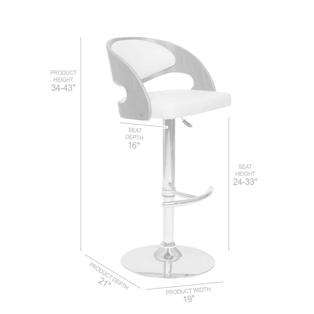 Malibu Swivel Barstool In Cream PU/ Walnut Veneer and Chrome Base