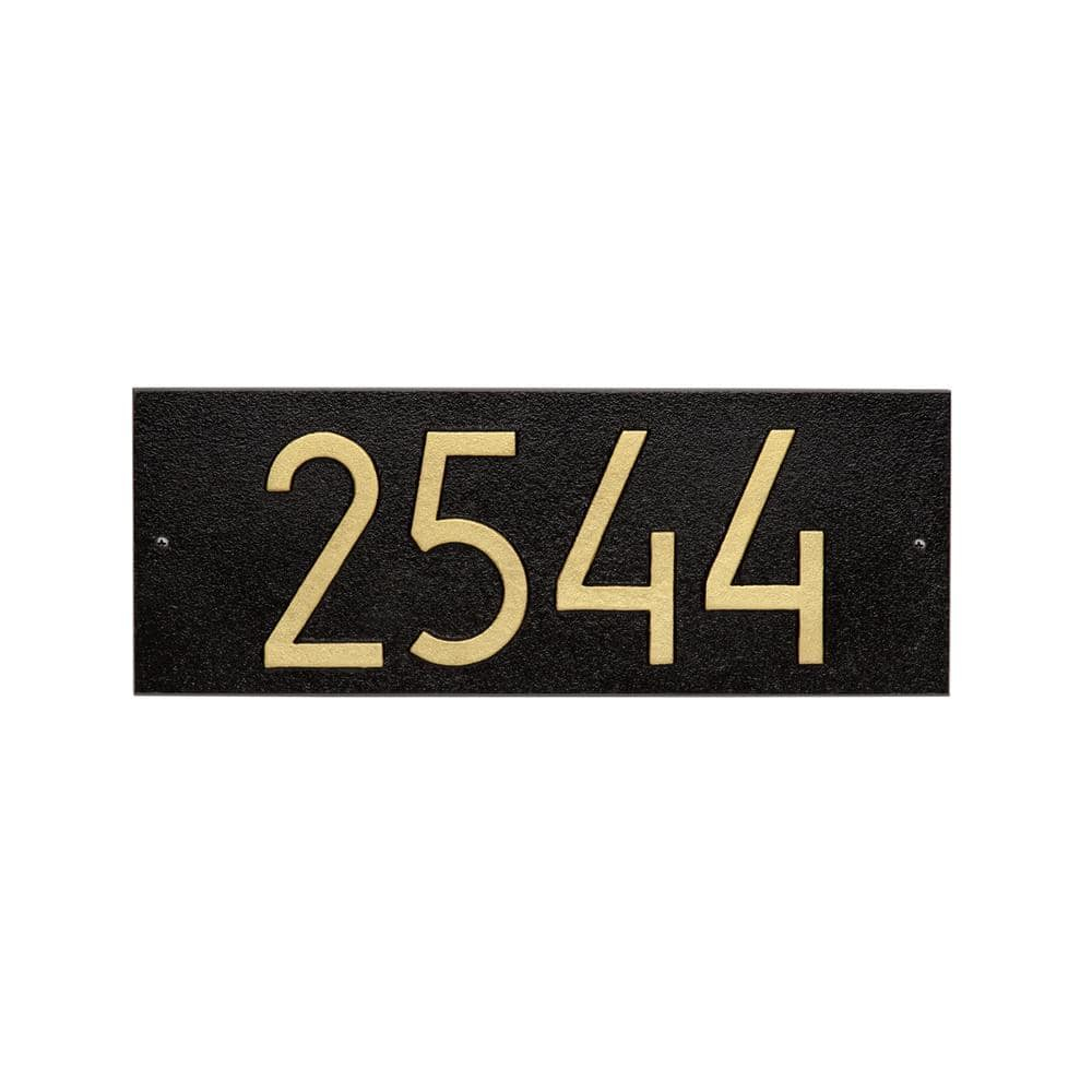 Mid-Century Modern Black and Gold Metal Address Plaque