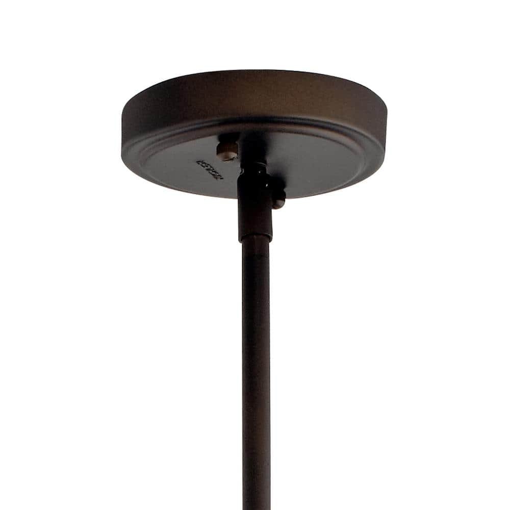KICHLER Everly 15.25 in. 1-Light Olde Bronze Transitional Shaded Kitchen Bell Pendant Hanging Light with Clear Glass