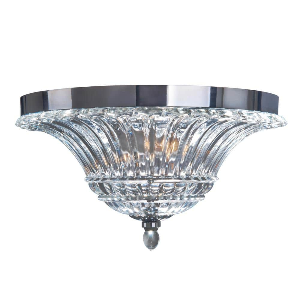 Elegant Designs 2 Light Glass Ceiling Light Glacier Petal Flushmount, Chrome