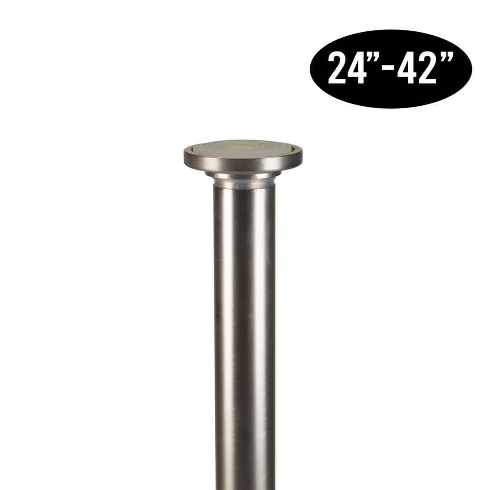 Home Details 24" to 42" Adjustable Steel Straight Curtain Tension Rod, Satin Nickel