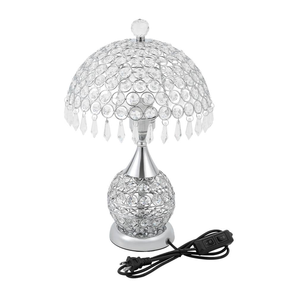 Modern Crystal Table Lamp 18in High Nightstand Table Lamp Bedside End Table Lamp Decorative Room Desk Lamp Crystal Desk Night Light for Bedroom, Living Room
