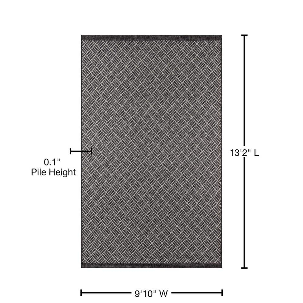 Como Charcoal 9 ft. 10 in. X 13 ft. 2 in. Indoor/Outdoor Area Rug