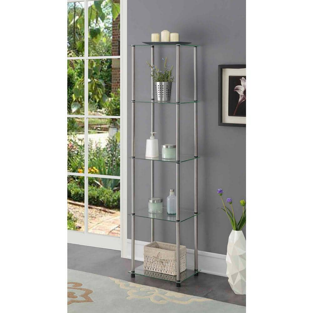 Convenience Concepts Designs2Go Classic Glass 5 Tier Tower Display Shelves, Glass