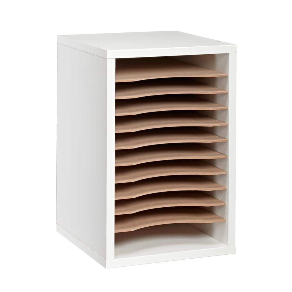 White 11-Slot MDF Vertical Paper Sorter Organizer