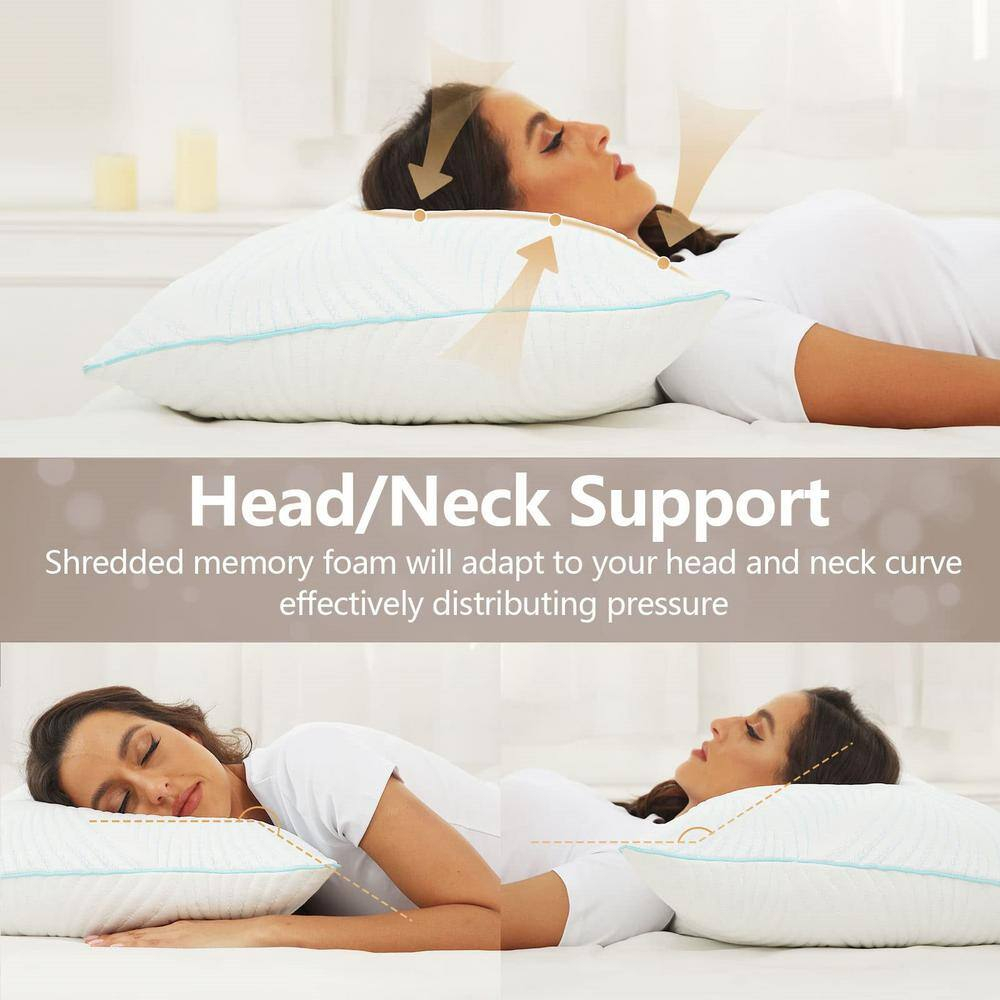 King Size Cooling Memory Foam Firm Sleeping Pillows Set