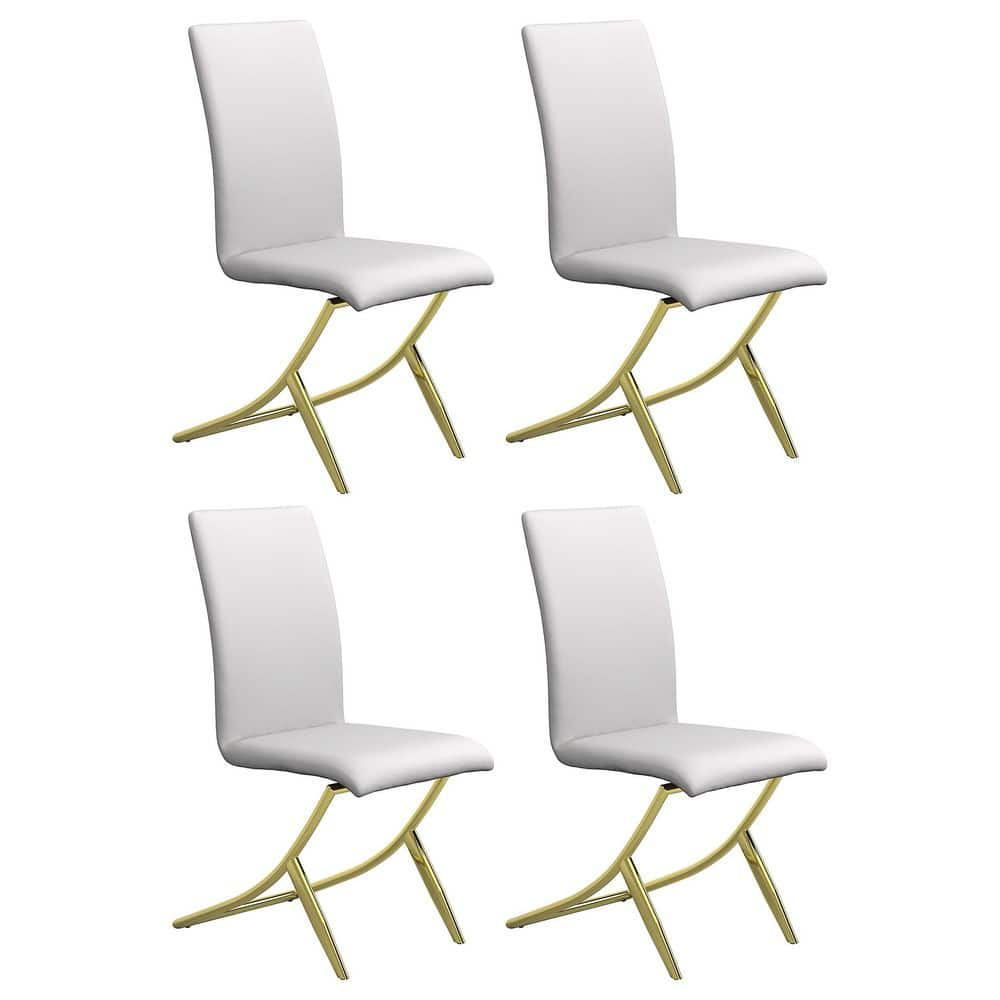 Coaster Chanel Upholstered Faux Leather Dining Chairs in White