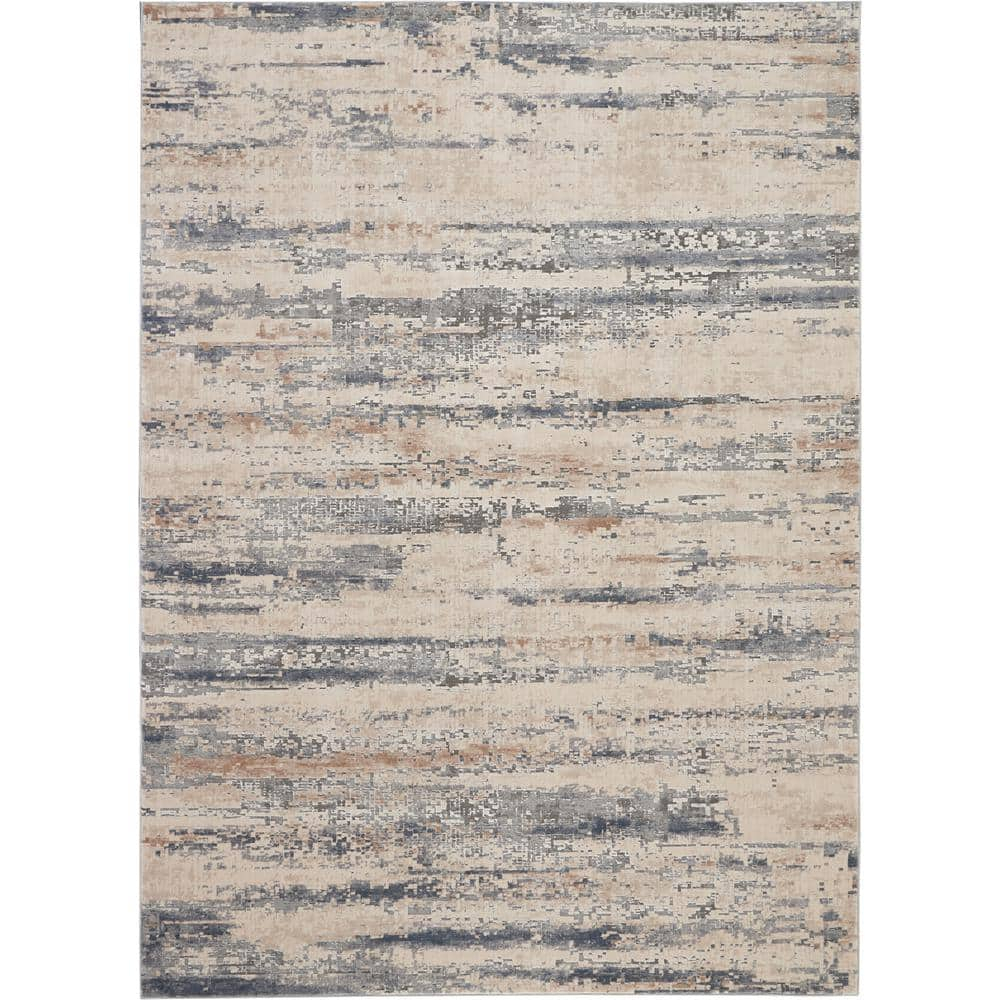 Rustic Textures Beige/Grey 8 ft. x 11 ft. Abstract Contemporary Area Rug