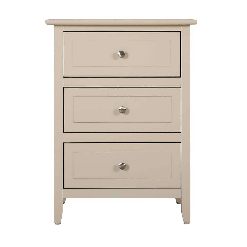 Daniel 3-Drawer Beige Nightstand (25"H x 15"W x 19"D)