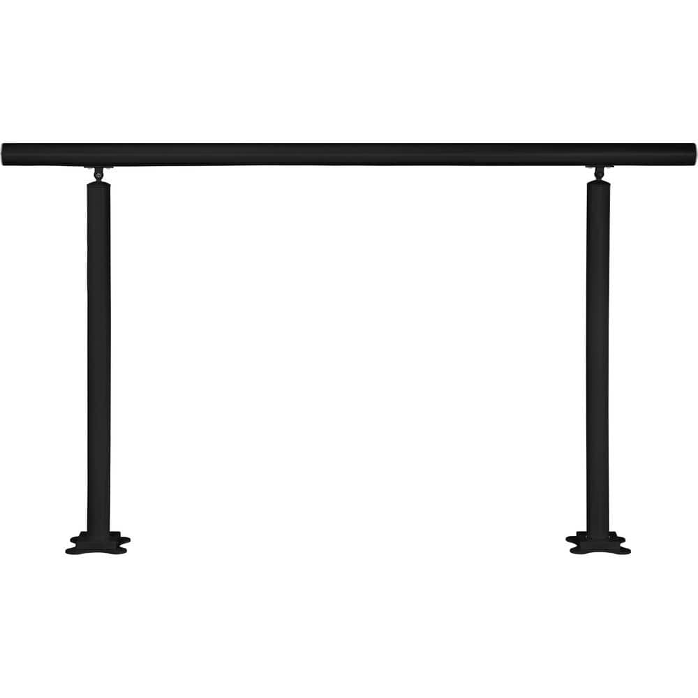 SKYSHALO Stair Railing Kit, , Adjustable Angle Black Aluminum Stair Handrail, 5 ft Handrails for Outdoor 0-5 Steps, Indoor & Outdoor Stairs for the Elderly