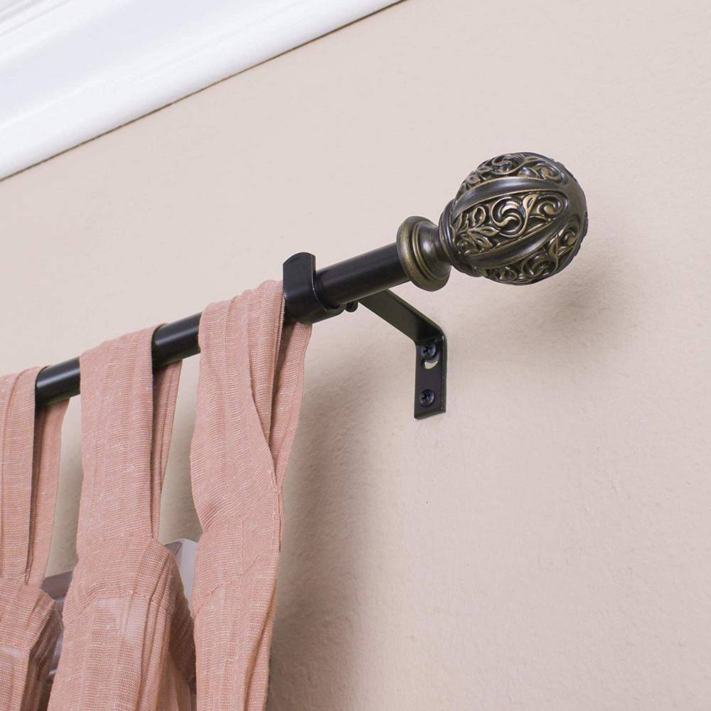 Decopolitan 5/8" Facet Ball Curtain Rod Set, 86 to 128 Inches, Vintage Bronze