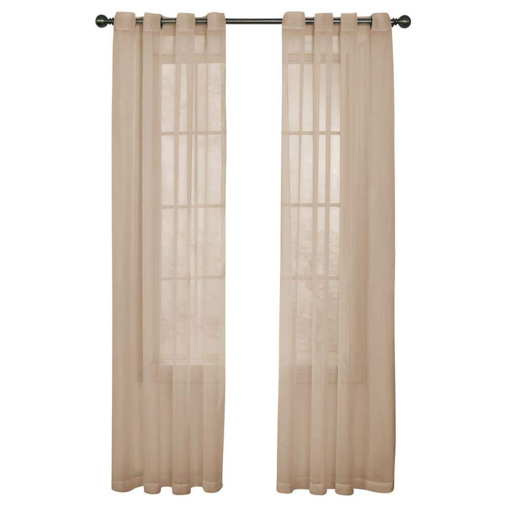 Arm & Hammer Curtain Fresh Odor-Neutralizing Sheer Voile Grommet Single Curtain Panel, Beige, 59 x 95