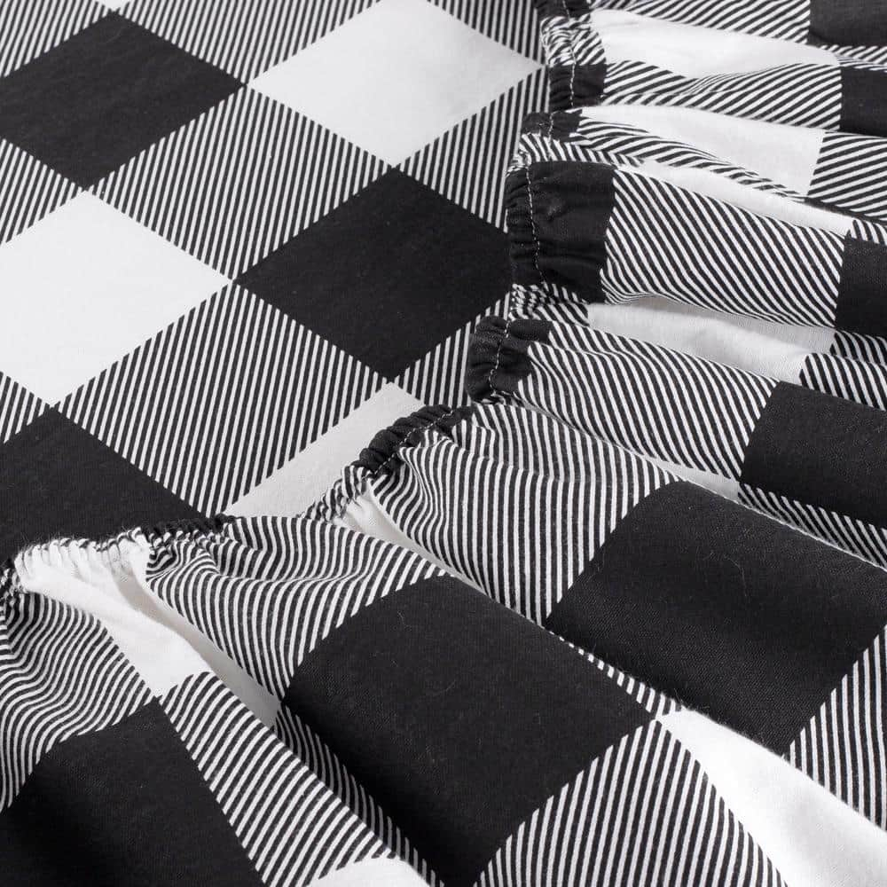 Twin Black and White Turkish Cotton Flannel Sheet Set