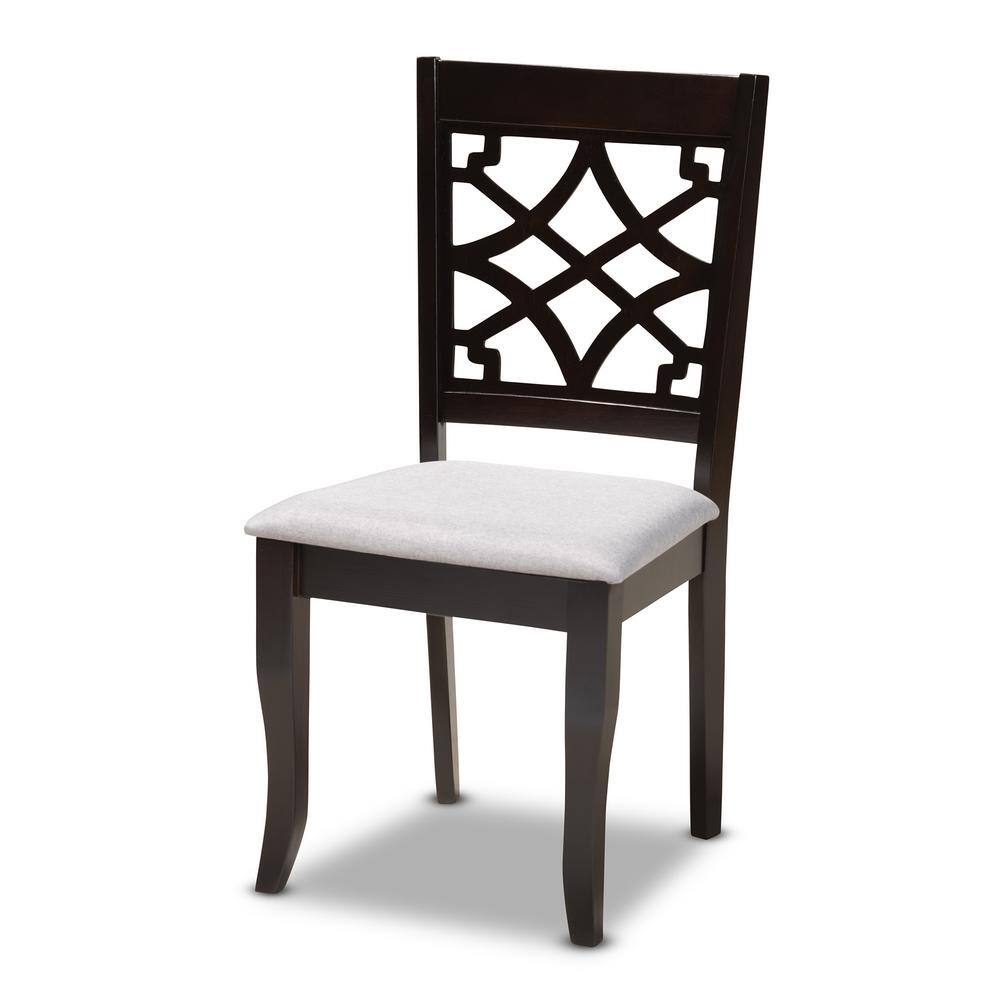 Baxton Studio Dori Modern and Contemporary Grey Fabric Upholstered and Dark Brown Finished Wood 6-Piece Dining Set