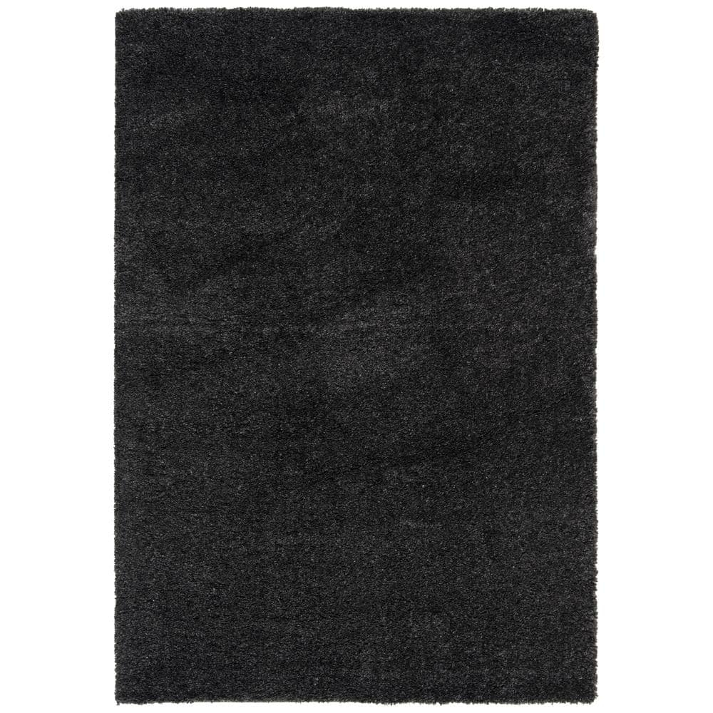 SAFAVIEH August Carlene Solid Plush Shag Area Rug, Charcoal, 9' x 12'