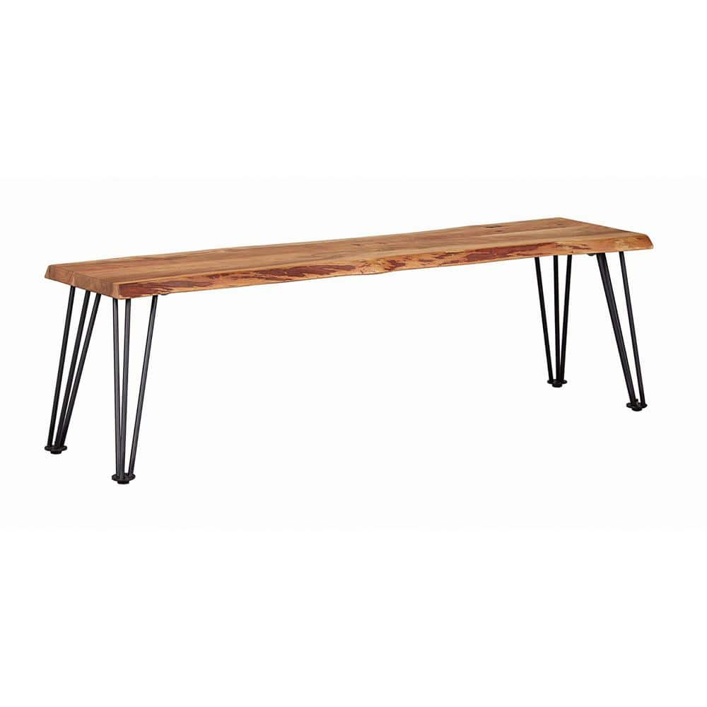 Coaster Sherman Wood Live-edge Bench Natural Acacia and Matte Black