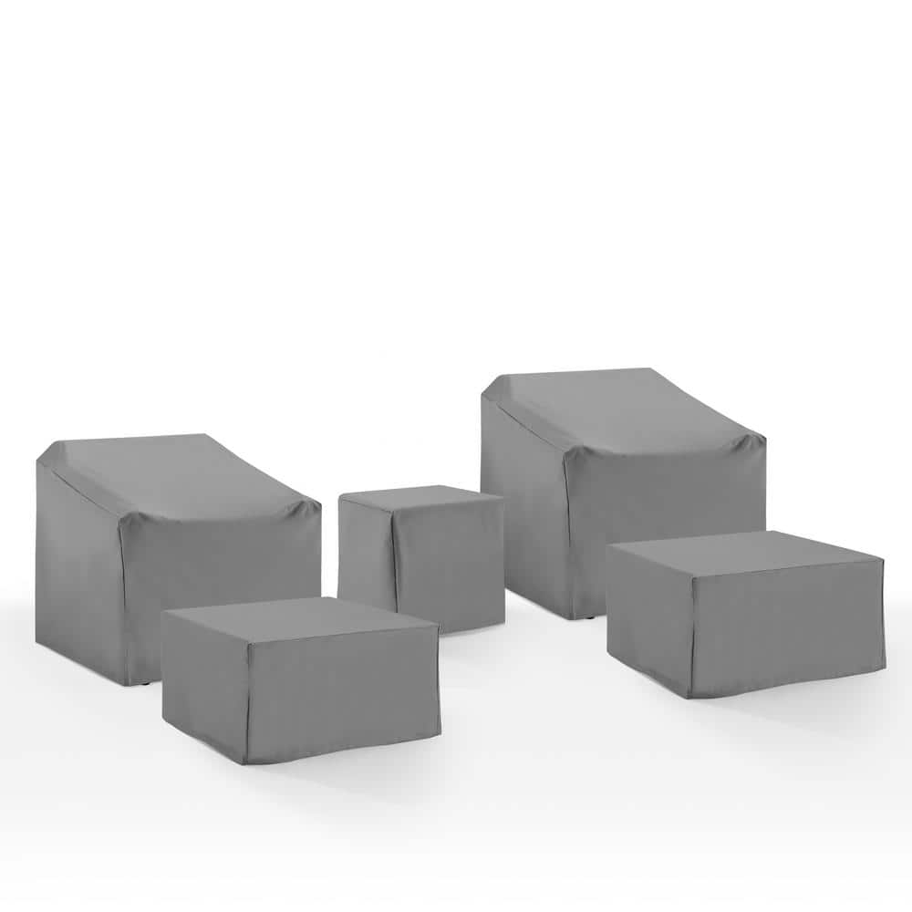 Crosley Furniture Covers 5-Pc Traditional Vinyl Outdoor Sofa Cover Set in Gray