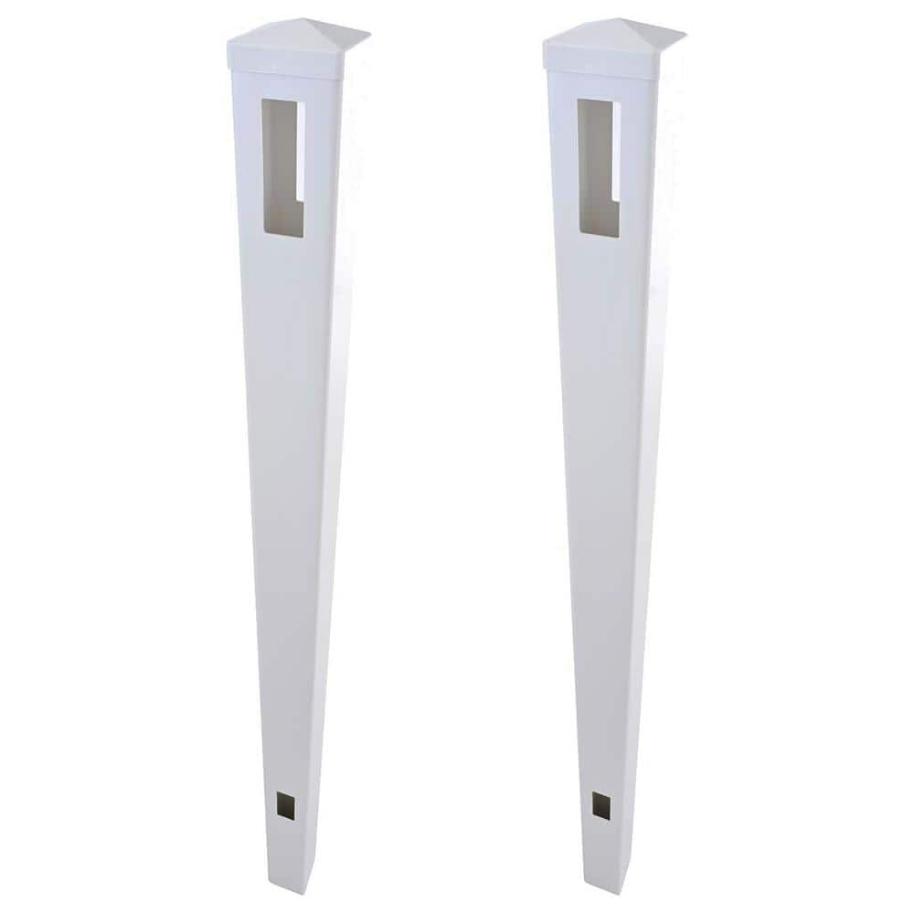 Vinyl Garden Line Fence Post, for 6ft (72" W x 72" H) Height,Caps Included Vinyl White (5" W x 95" H), Set of 2