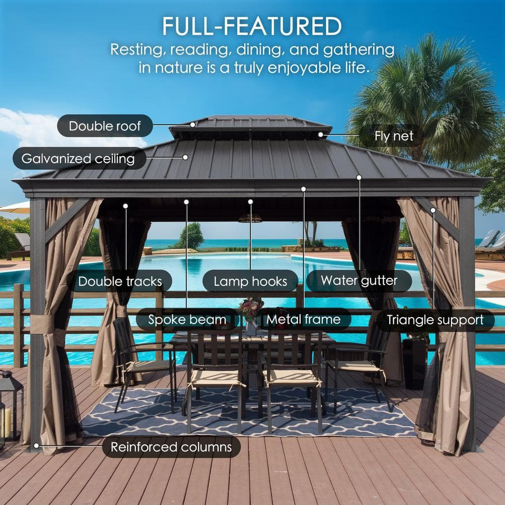 Kozyard 12ft x 12ft Hardtop Gazebo, Anti-weather