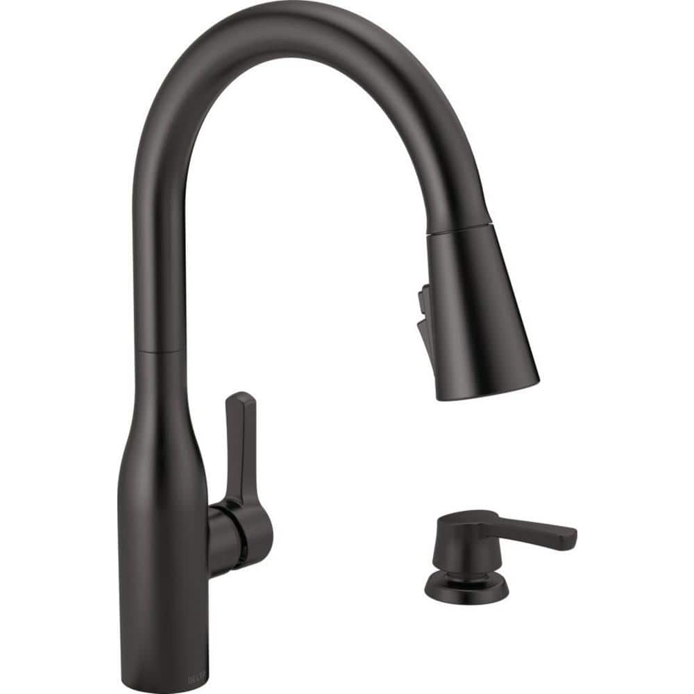Marca Single-Handle Pull-Down Sprayer Kitchen Faucet with ShieldSpray Technology in Matte Black