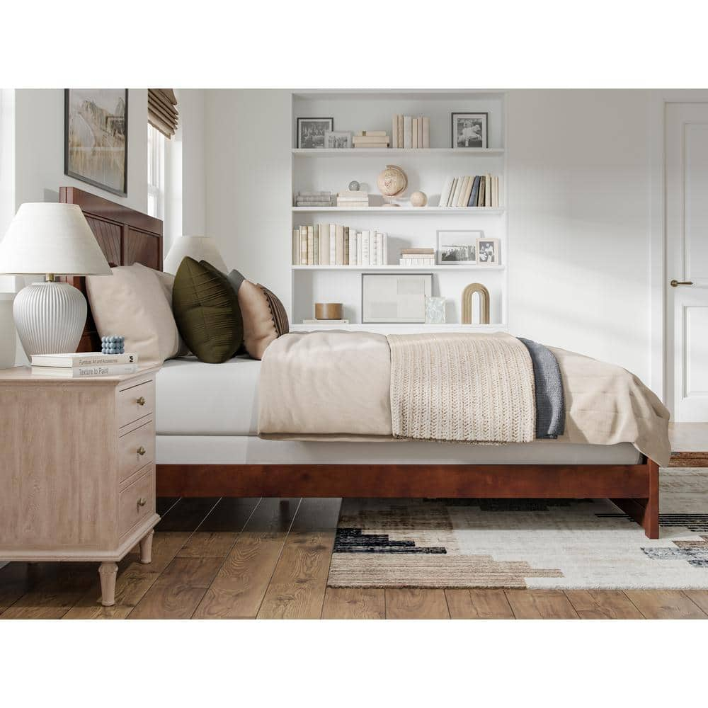 AFI Canyon Walnut Solid Wood Foundation Bed Frame with Matching Footboard, Queen