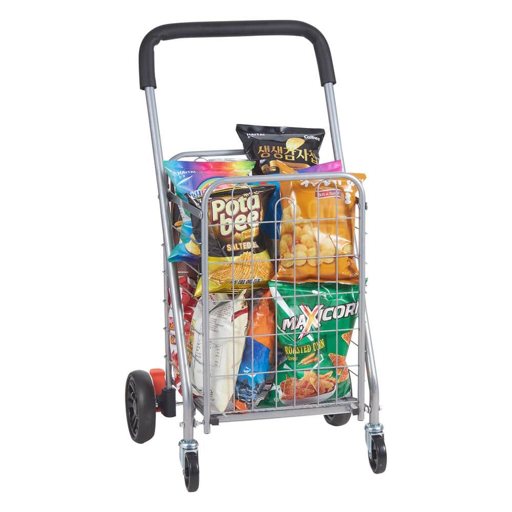 BENTISM Folding Shopping Cart Utility Grocery Basket Cart Shopping Wheels 66 lbs