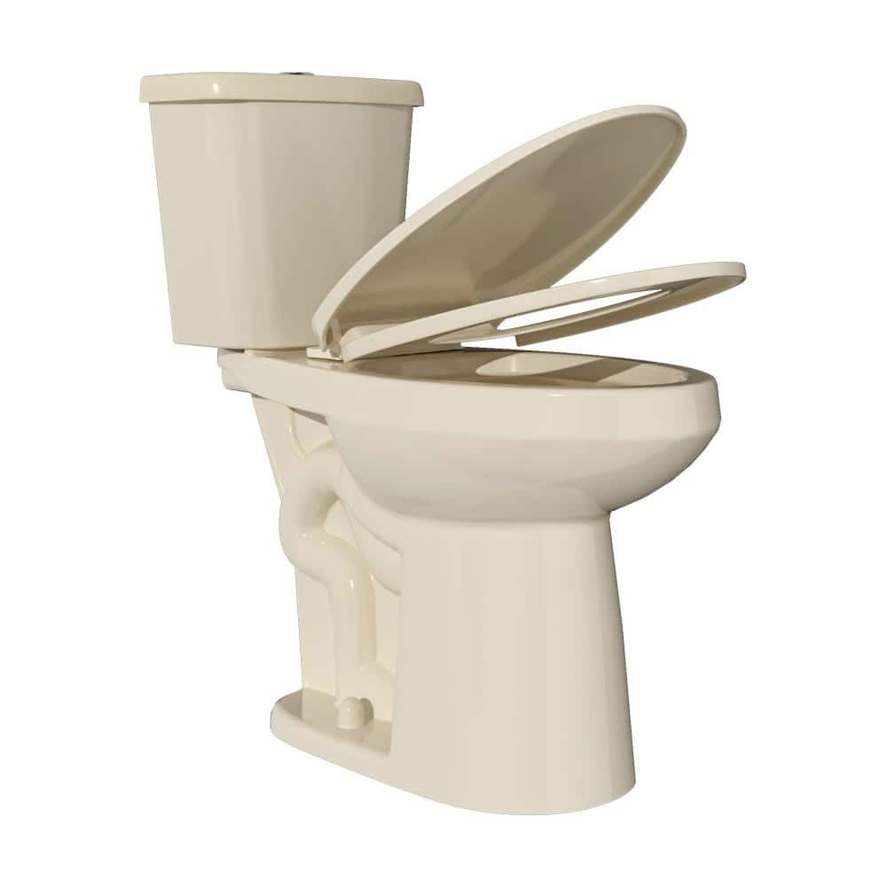 Extra Tall Toilet 21 in. 1.1/1.6 GPF Dual Flush Elongated Tall 2-Piece Toilet in Bone with Quiet-Close Seat for Seniors