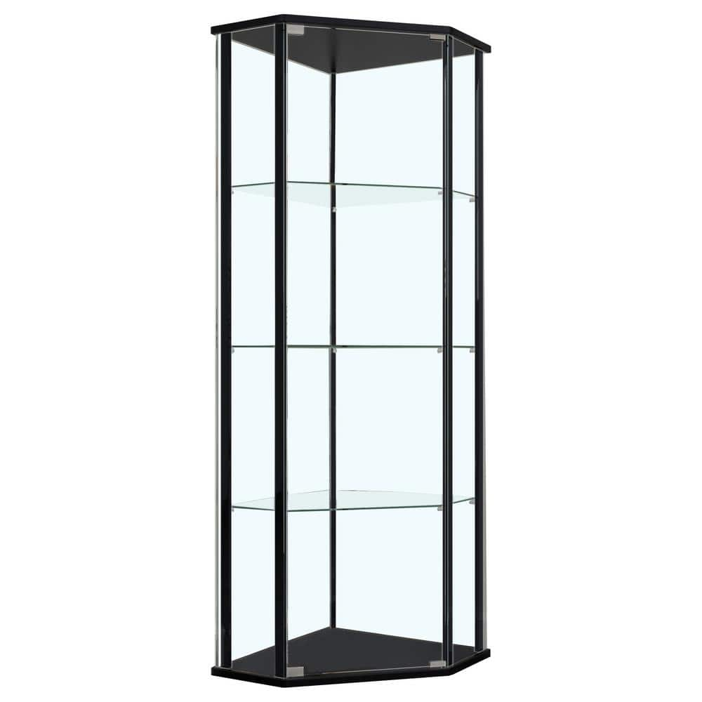 Coaster Zenobia Modern Glass Shelf Curio Cabinet Clear and Black