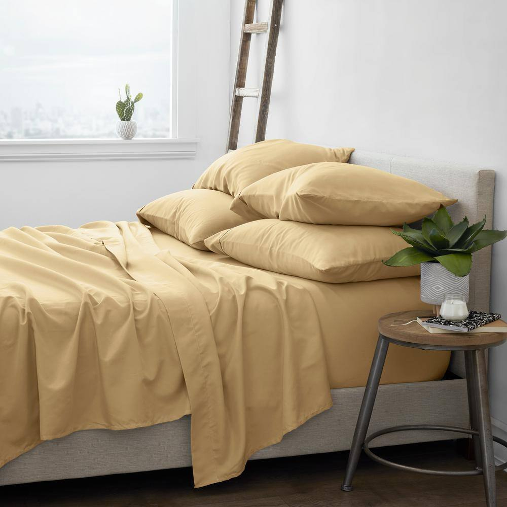 Ienjoy Home Twin Microfiber Gold 4-Piece Bed