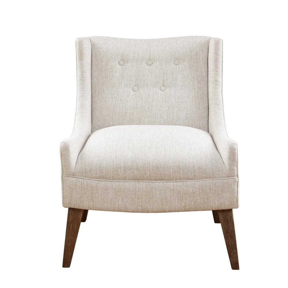 Cream and Gray Medium Wood Traditional Accent Chair